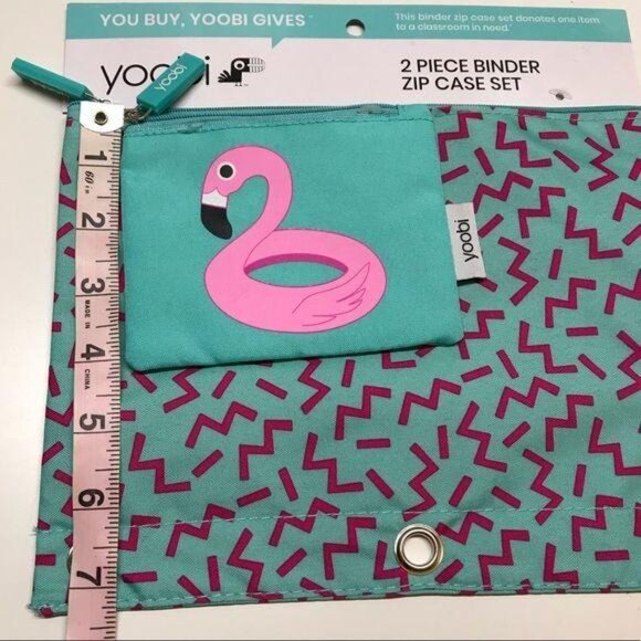 Yoobi 2 Piece Binder Zip Case Set Flamingo & Zigzag Design - Picture 4 of 8